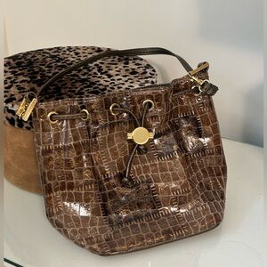 Brown Croc-Embossed Women's Bag
